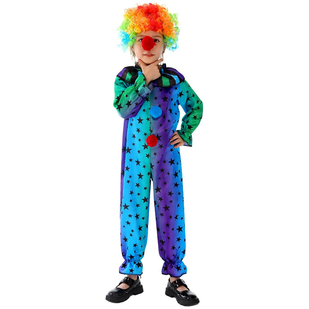 Kids Clown Costume - Bodysuit Nose Wig Set Clown Cosplay