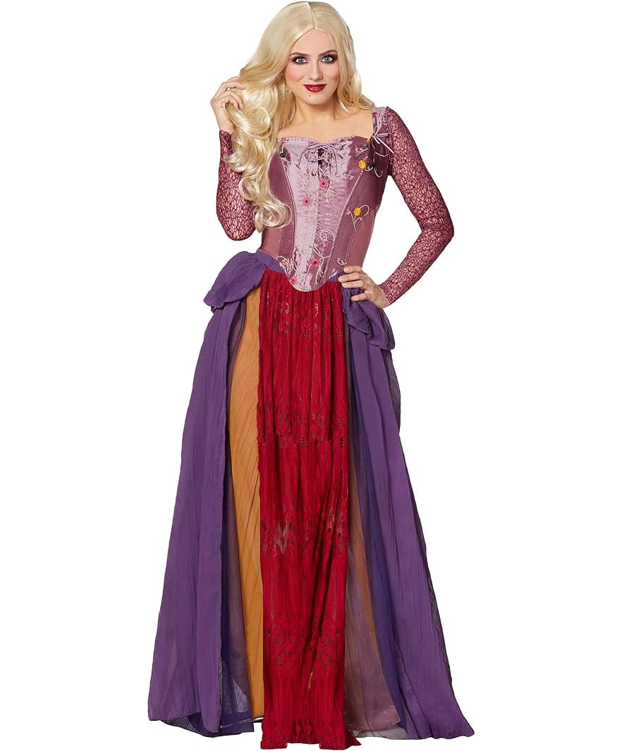 Hocus Pocus 2 Sarah Sanderson Costume - Adult Classic Medieval Pink Dress Sarah Sanderson Cosplay