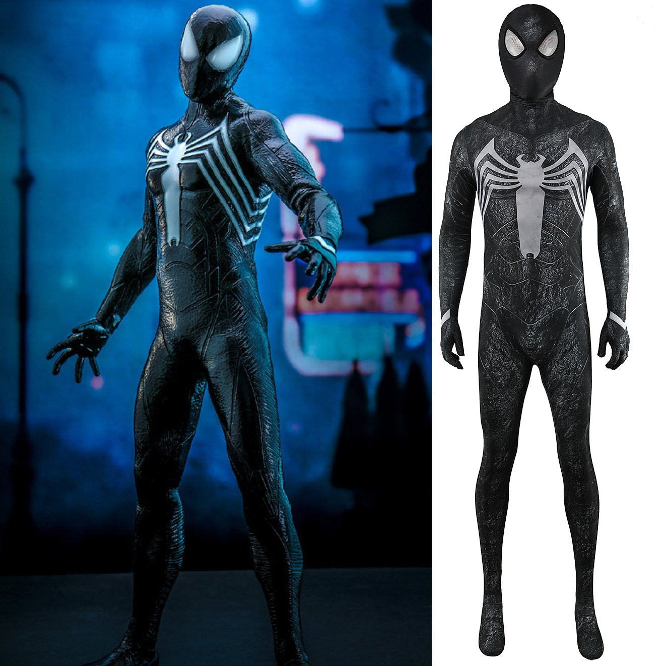 Spider-Man 2 Symbiote Suit Costume - Black and White Bodysuit Spider-Man 2 Symbiote Suit Cosplay