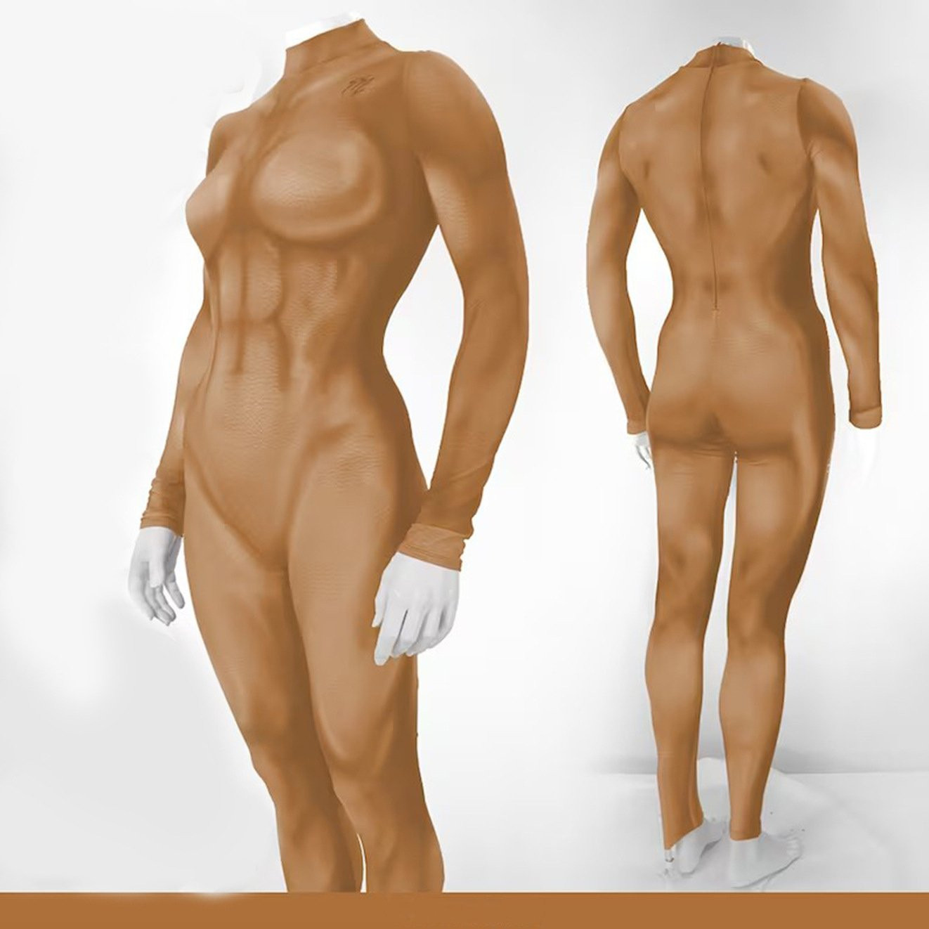 Woman Muscle Suit Costume - Chestnut Bodysuit Women's Muscle Suit Cosplay