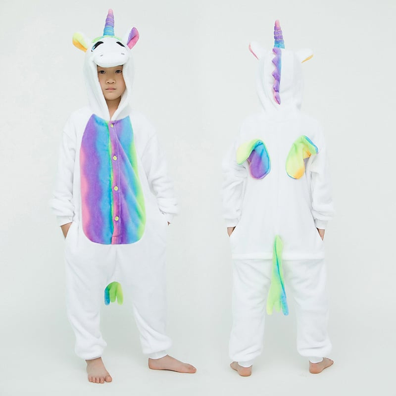 Kids Rainbow Unicorn Costume - Onesie Jumpsuit Rainbow Unicorn Cosplay