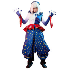Five Nights At Freddy's Security Breach Daycare Attendant Moon Costume - Blue White Jester Outfit Attendant Moon Cosplay
