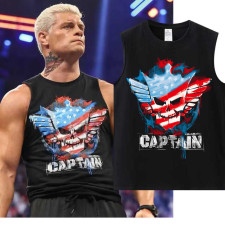 WWE Cody Rhodes Captain Costume - Black Sleeveless Shirt Cody Rhodes Cosplay