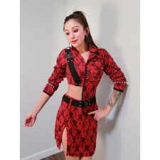 Blackpink Jisoo Costume - Red Black Skirt Top Kill This Love Performance Jisoo Cosplay