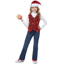 Kids Christmas Costume - Red Vest Hat Set Christmas Cosplay