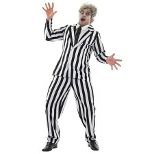Beetlejuice Deluxe Costume - Black White Striped Suit Beetlejuice Cosplay
