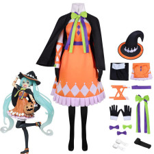 Hatsune Miku Costume - Pumpkin Witch Dress Hat Set Hatsune Miku Halloween Cosplay