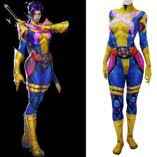 Marvel Rivals Psylocke Retro X-Uniform Costume - Blue Yellow Bodysuit Psylocke Cosplay