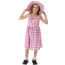 Barbie Movie Costume - Girls Gingham Pink Checkered Dress Barbie Cosplay