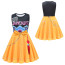 Girls K-Pop Demon Hunters Mira Costume - Black Yellow Sleeveless Mini Dress Mira Cosplay