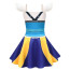 Girls K-Pop Demon Hunters Zoey Costume - Blue Yellow Puffed Sleeves Mini Dress Zoey Cosplay