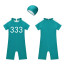 Kids Squid Game 333 Swimsuit Costume - One Piece Green Swimsuit with Swimming Cap Squid Game Cosplay