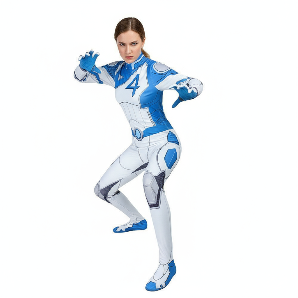 Marvel Rivals Invisible Woman Susan Storm Costume - White Blue Bodysuit Invisible Woman Cosplay