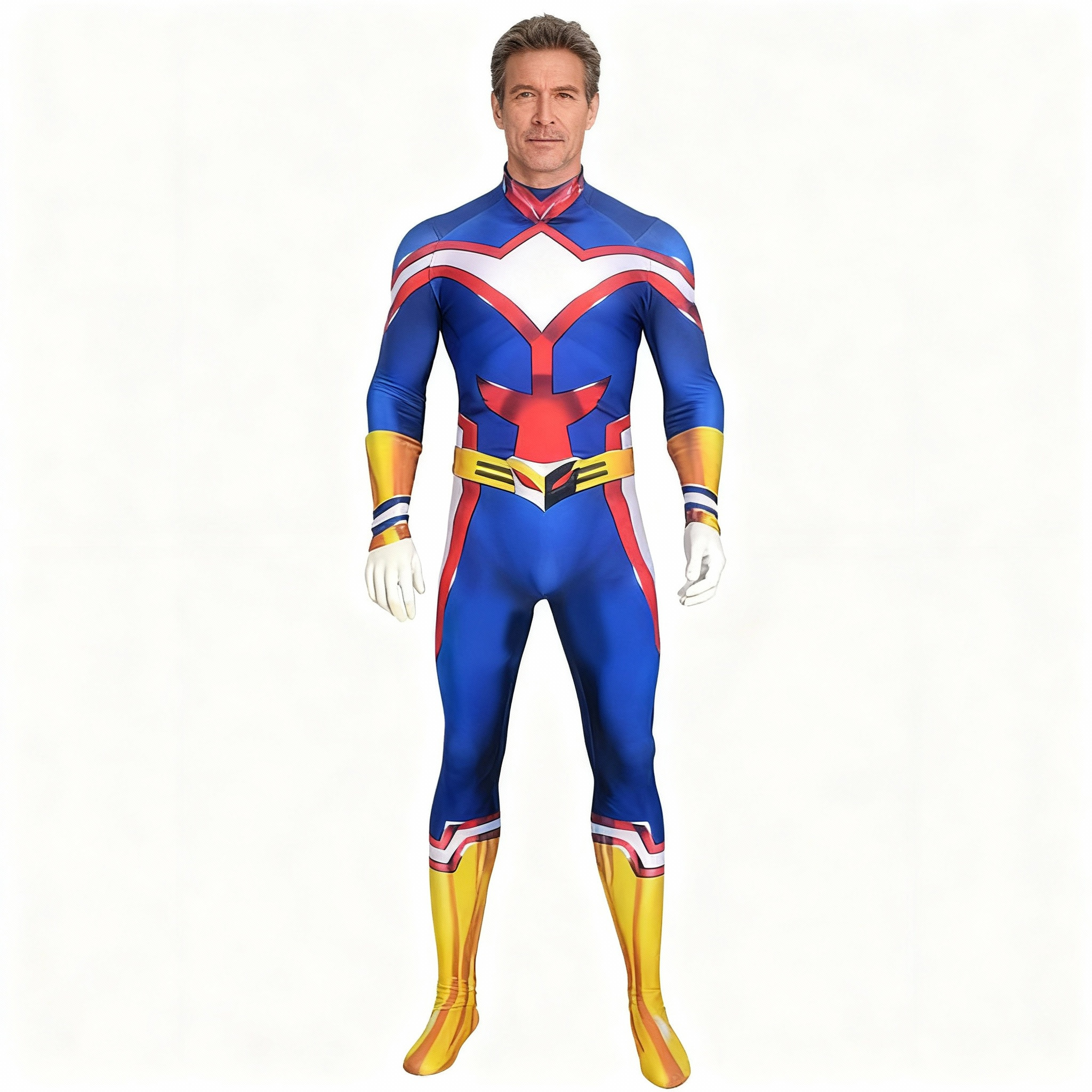 My Hero Academia All Might Toshinori Yagi Golden Age Costume - Blue Red Bodysuit All Might Cosplay