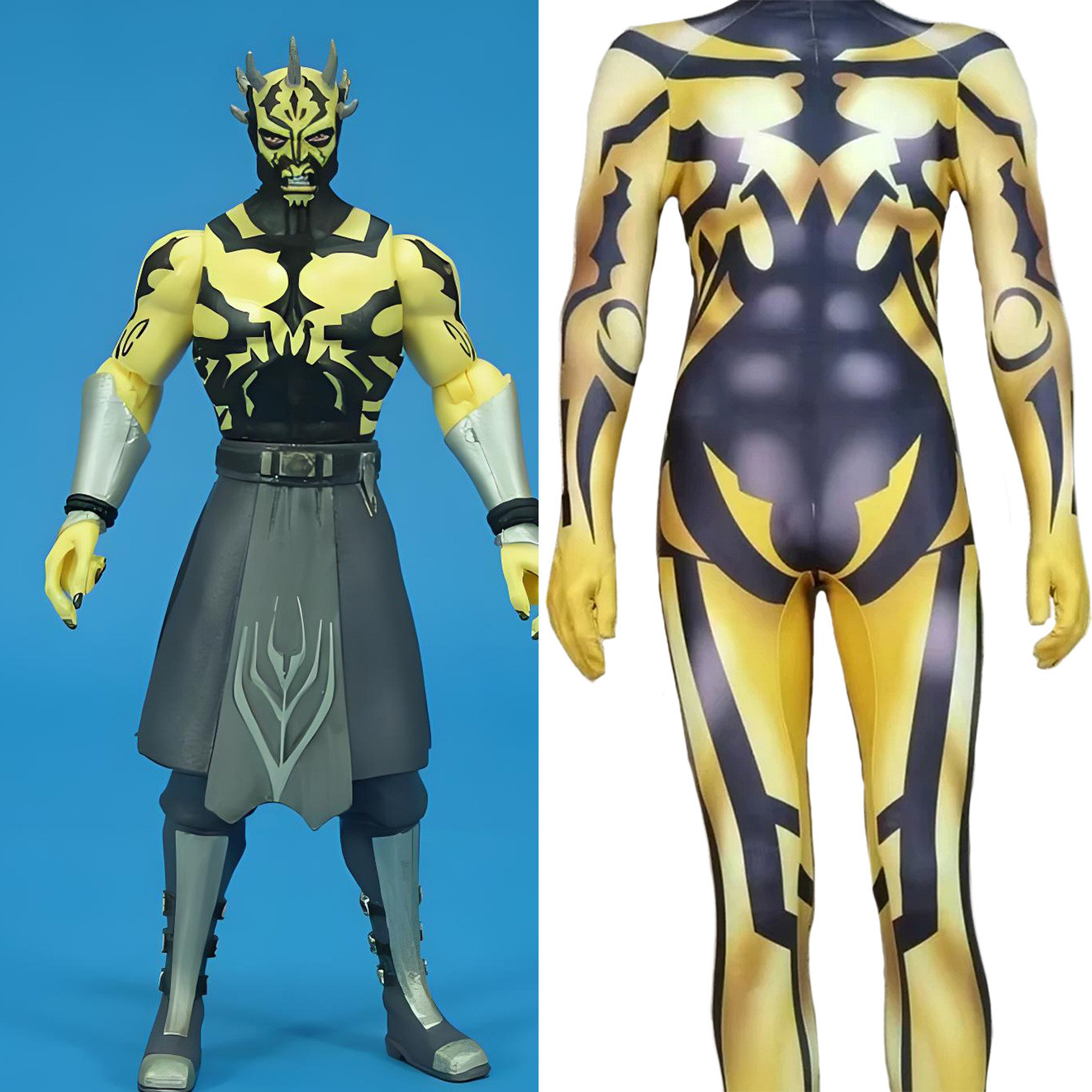 Star Wars The Clone Wars Savage Opress Costume - Black & Yellow Bodysuit Savage Opress Cosplay