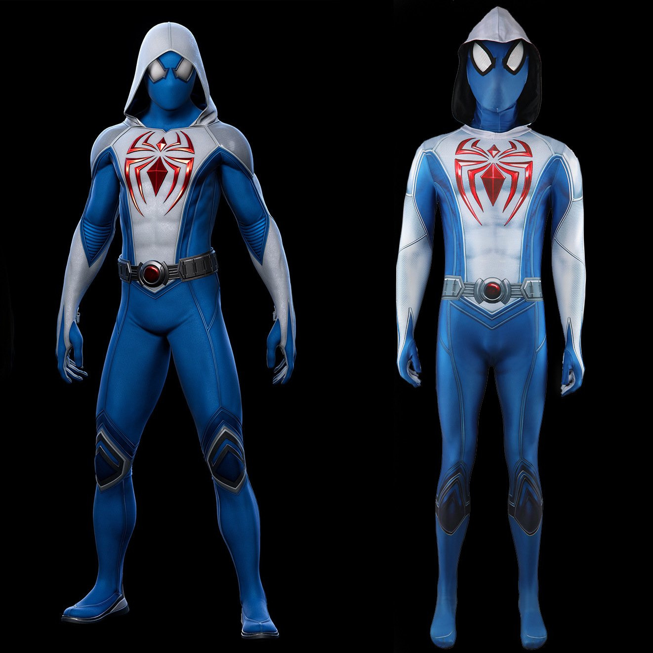Spider-Man 2 Spider-Man Scarlet Spider III Blue White Suit Costume - Bodysuit Spider-Man Scarlet Spider III Blue White Cosplay