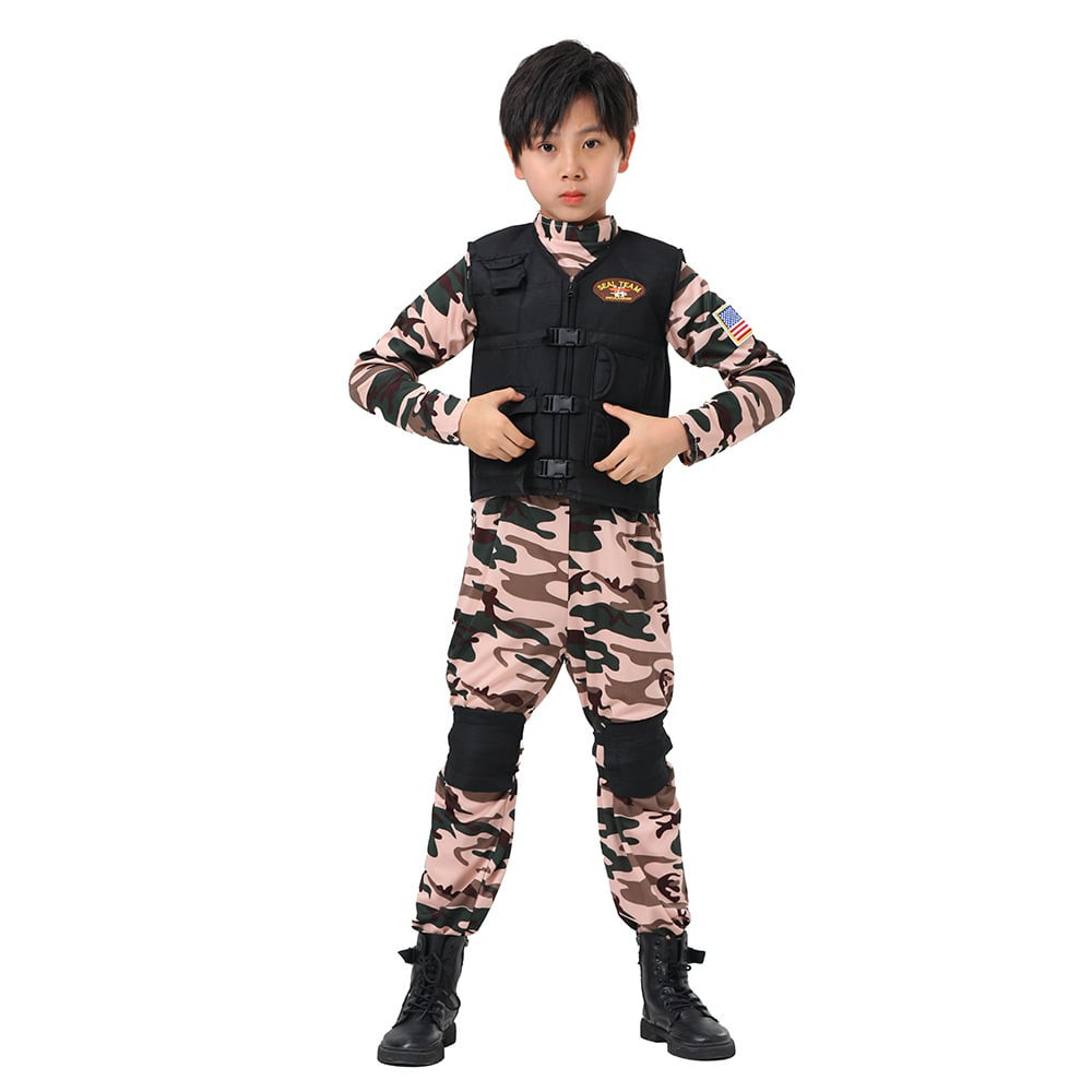 Kids Navy Seal Camo Military Costume - Suit Vest Set Military Uniform Cosplay