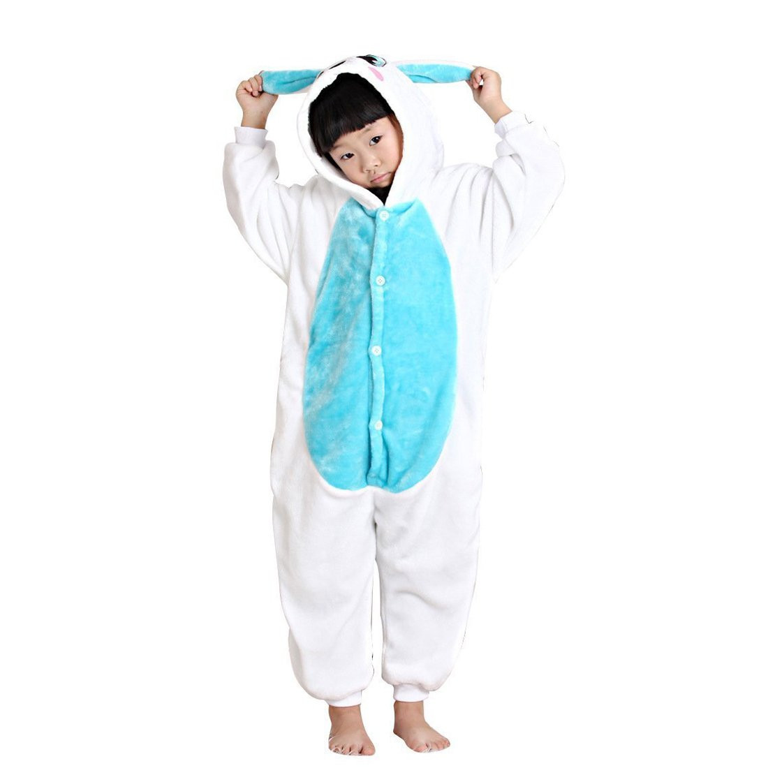 Kids White Blue Rabbit Costume - Onesie Jumpsuit Blue Rabbit Cosplay