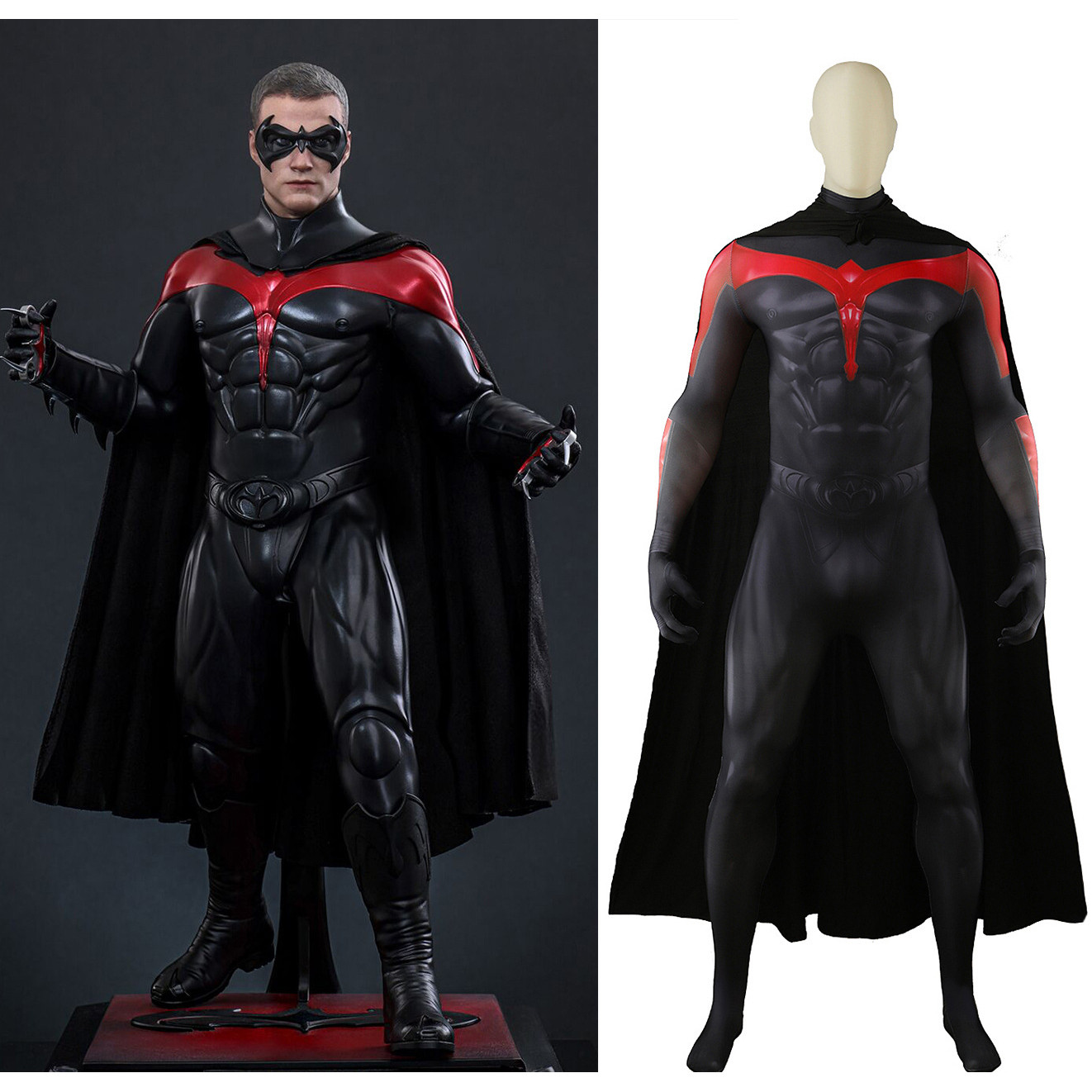 Batman and Robin 1997 Robin Chris O'Donnell Deluxe Costume - Bodysuit Cape Set Robin Cosplay