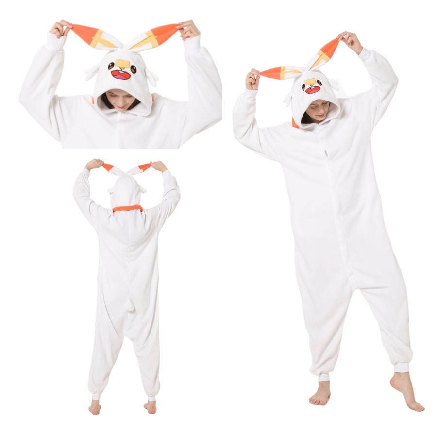 Pokemon Scorbunny Costume - Onesie Jumpsuit Scorbunny Cosplay
