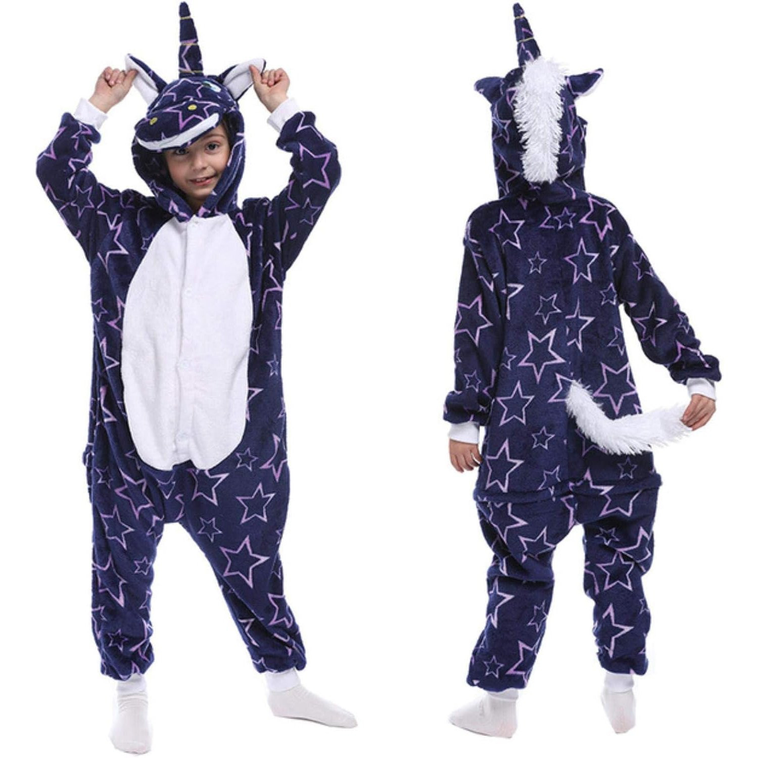 Kids Blue Star Unicorn Costume - Onesie Jumpsuit Blue Star Unicorn Cosplay
