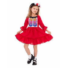 Girls Day of the Dead Skeleton Costume - Red Dress Set Skeleton Cosplay