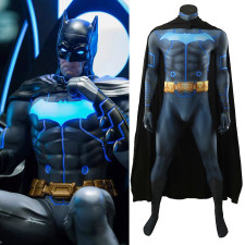 Batman The Darkside War Batman Costume - Blue Bat Symbol Bodysuit Cape Set Batman Cosplay