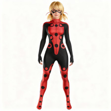 Miraculous World Paris Tales of Shadybug and Claw Noir Shadybug Costume - Black Red Bodysuit Shady Bug Cosplay