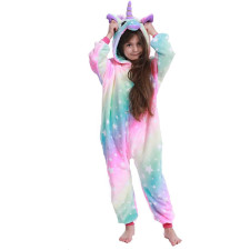 Kids Green Pink Galaxy Unicorn Costume - Onesie Jumpsuit Green Pink Galaxy Unicorn Cosplay
