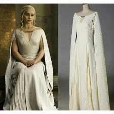 Game Of Thrones Daenerys Targaryen Long White Dress Cosplay Costume