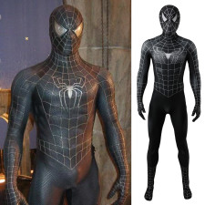 Spider-Man 3 Spider-Man Tobey Maguire Costume - Webbed Black Bodysuit Mask Set Spider Man Cosplay