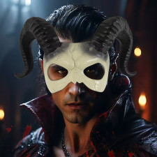 Demon Devil Ram Horns Beast Mask Prop - Devil Ram Horns Cosplay Costume Mask