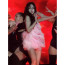 Black Pink Jennie Stage Outfit Costume - Pink Furry Dress Jennie Cosplay