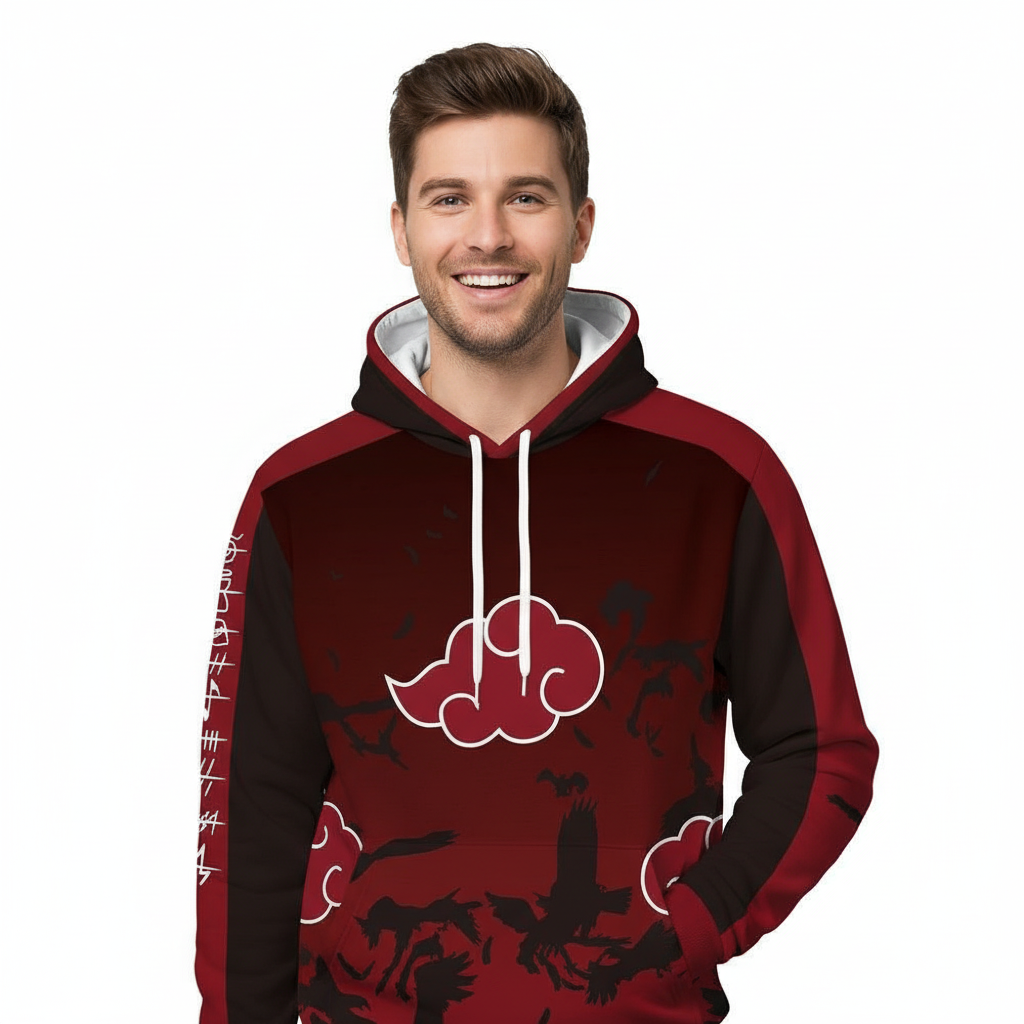 Naruto Shippiden Akatsuki Costume - Red Cloud Hoodie Akatsuki Cosplay