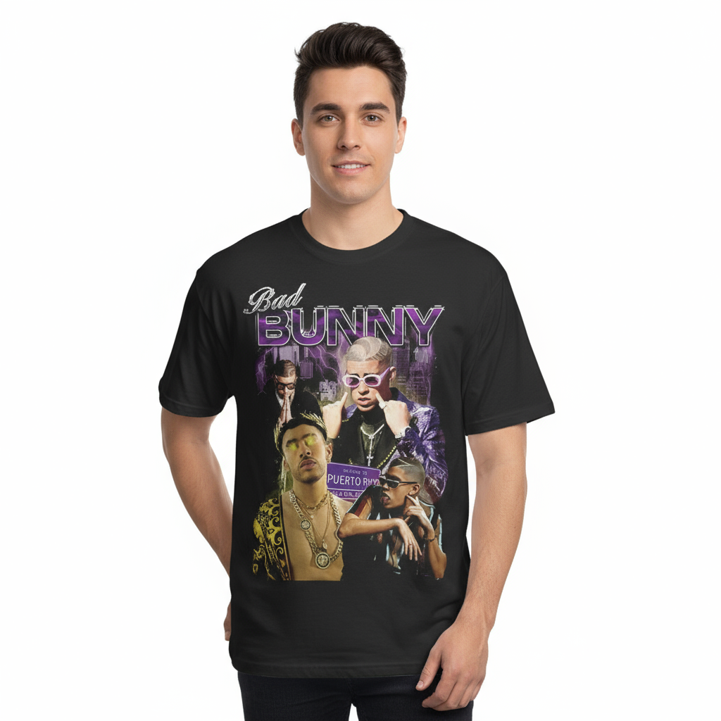 Bad Bunny Costume - Black T-Shirt Bad Bunny Cosplay