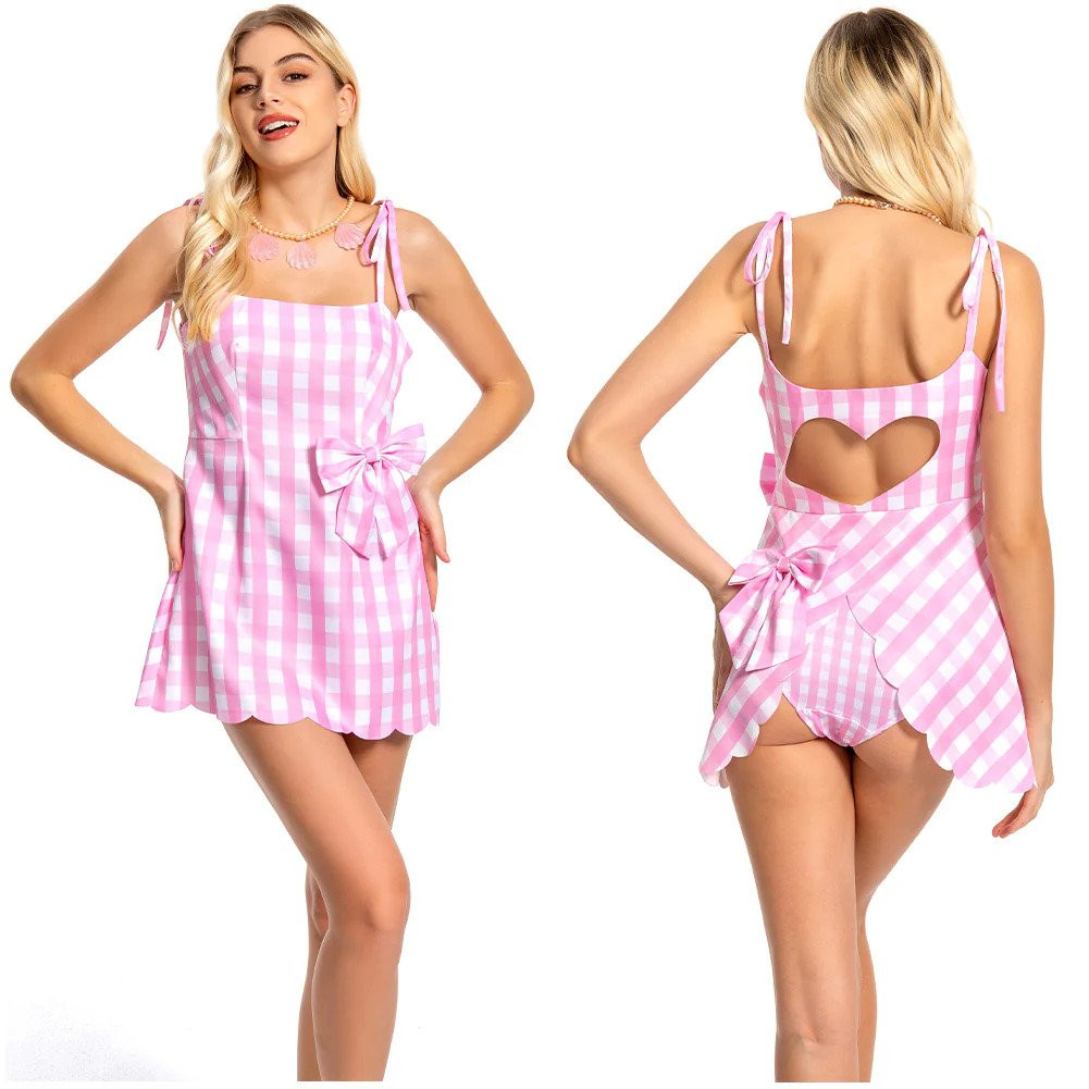 Barbie Movie 2023 Margot Robbie Costume - Pink Gingham Skirt Barbie Margot Robbie Cosplay