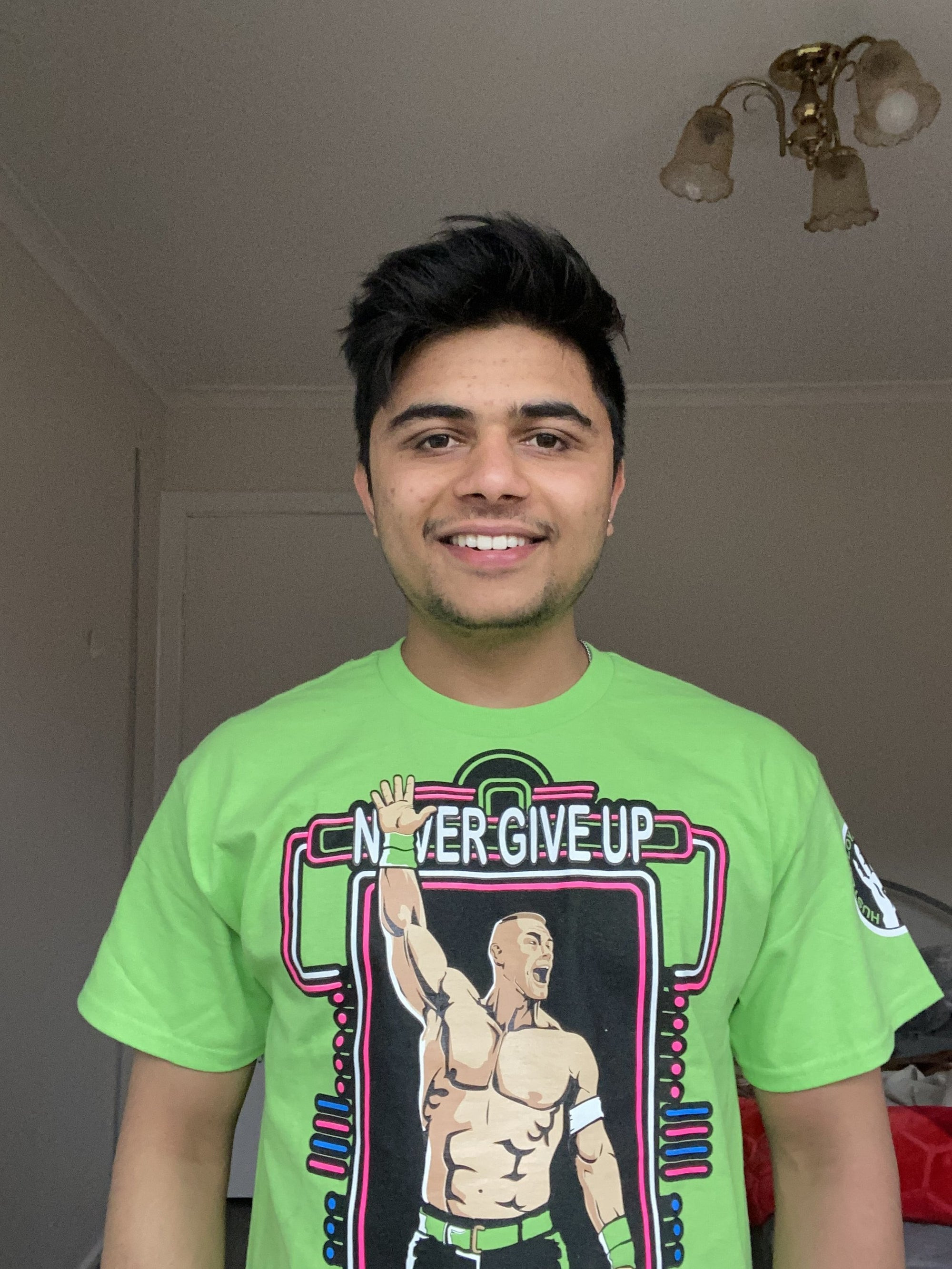 WWE John Cena Costume - Hustle Loyalty Respect Neon Green Set Shirt Cap Headband Wristband John Cena Cosplay