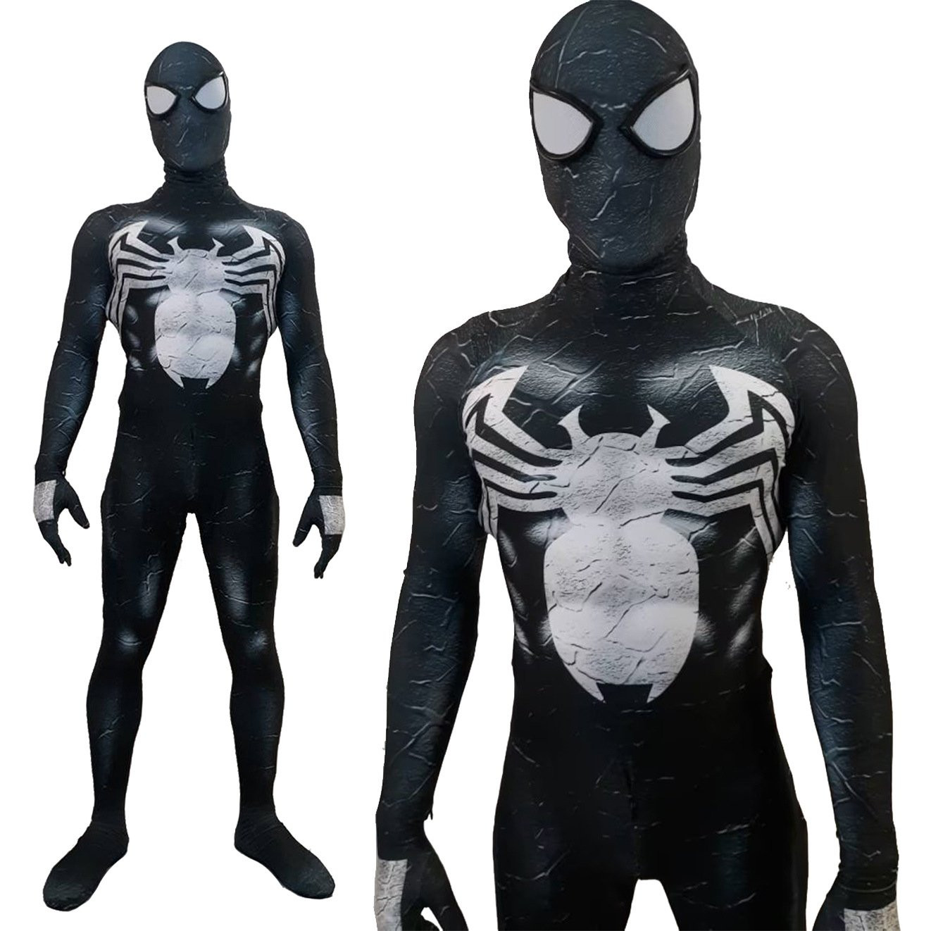 Super Hero Secret Wars Damaged Symbiote Suit Costume - Bodysuit Mask Set Damaged Symbiote Spider-Man Cosplay
