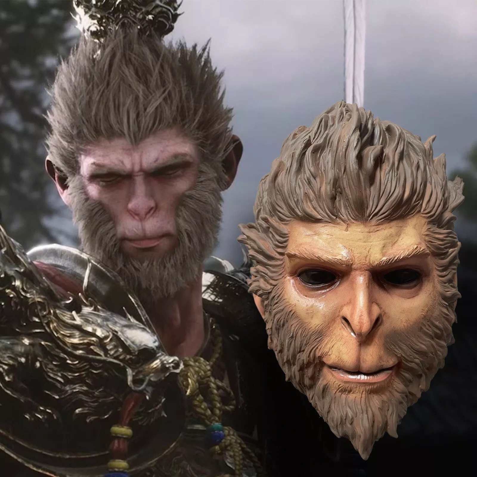 Black Myth: Wukong Wukong Mask - with Nose Wukong Cosplay Costume Mask Prop