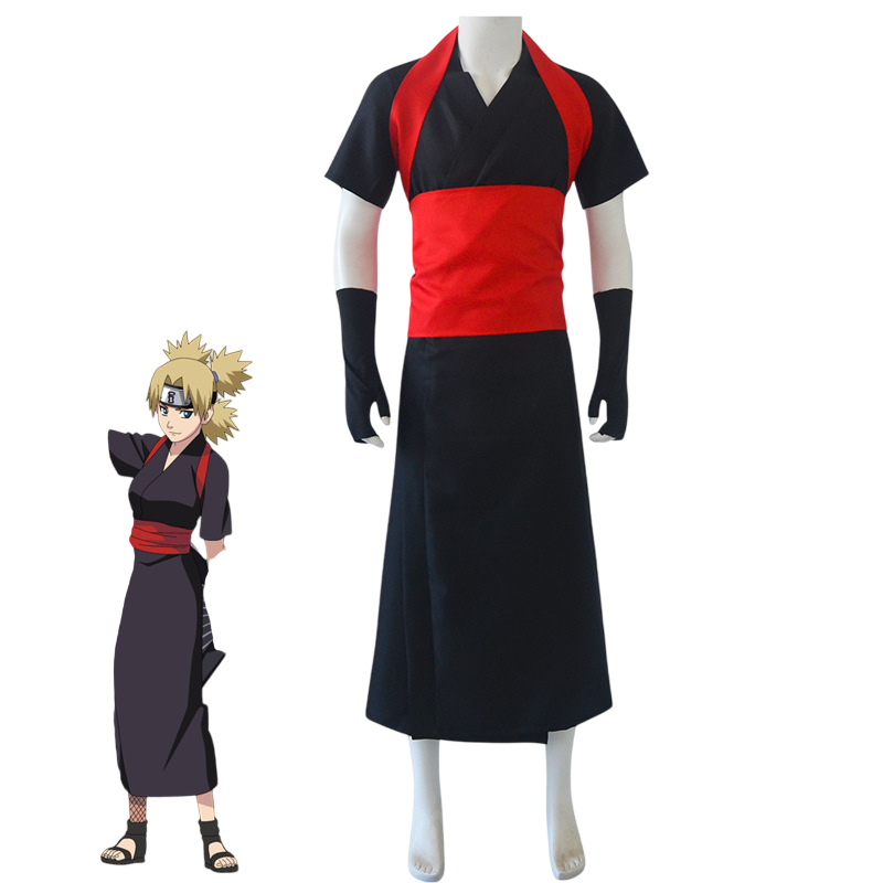 Naruto Shippuden Temari Costume - Black Red Kimono Temari Cosplay