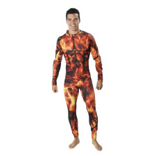 Burning Fire Pattern Halloween Costume - Flames Bodysuit Fire Cosplay