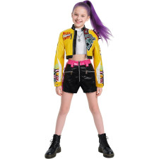 KPop Demon Hunters Rumi Deluxe Costume - Yellow Jacket Shirt Pants Full Set Kpop Rumi Cosplay