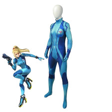 Super Smash Bros Zero Suit Samus Costume - Blue Bodysuit Zero Suit Samus Cosplay