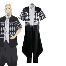 Boys Tokyo Revengers Ken Ryuguji Costume - Black & White Shirt Pants Set Tokyo Revengers Ken Cosplay