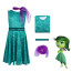 Inside Out Disgust Costume - Green Dress Mask Set Disgust Cosplay