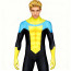 Invincible Comic Style Original Suit Costume - Yellow Black and Blue Comic Style Muscle Pattern Bodysuit Invincible Cosplay