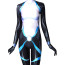 Marvel Future Fight Domino Neena Thurman Costume - Black White Blue Bodysuit Domino Cosplay
