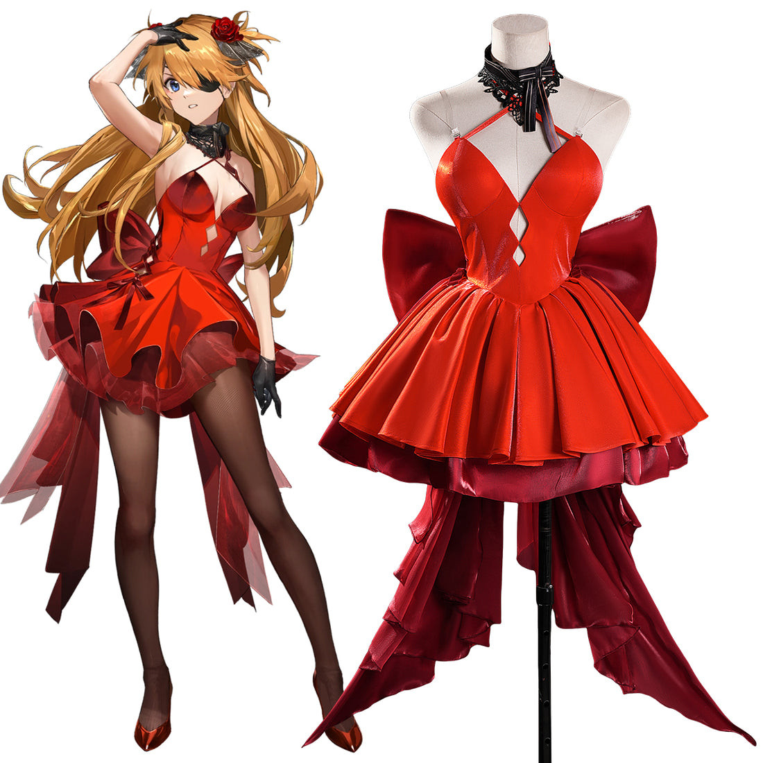 Neon Genesis Evangelion Asuka Langley Soryu Costume - Red Dress Asuka Langley Soryu Cosplay