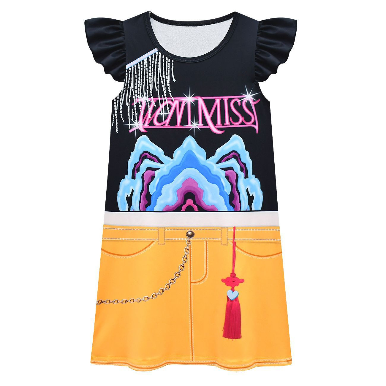 Girls K-Pop Demon Hunters Mira Costume - Black Yellow Dress Mira Cosplay