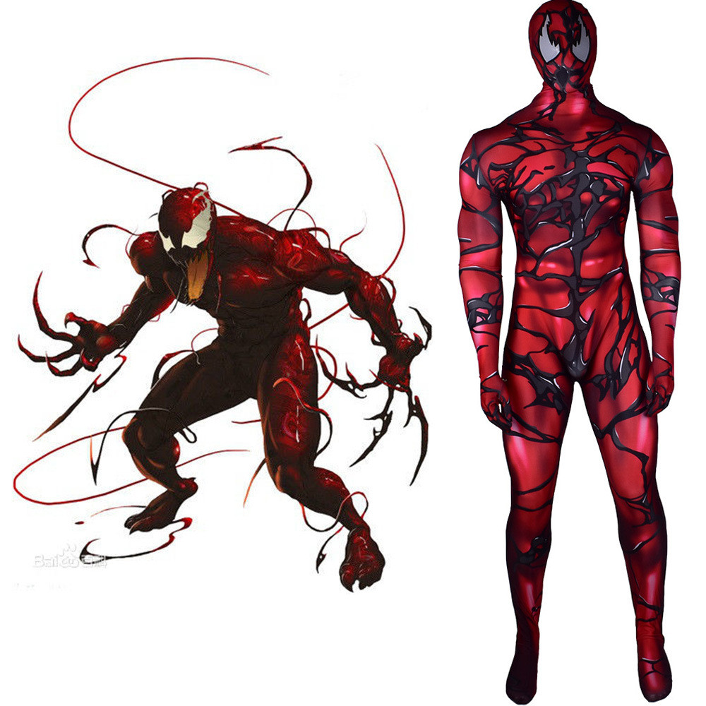 Spider-Man 2 Absolute Carnage Red Costume - Bodysuit Type2 Mask Set Absolute Carnage Red Cosplay